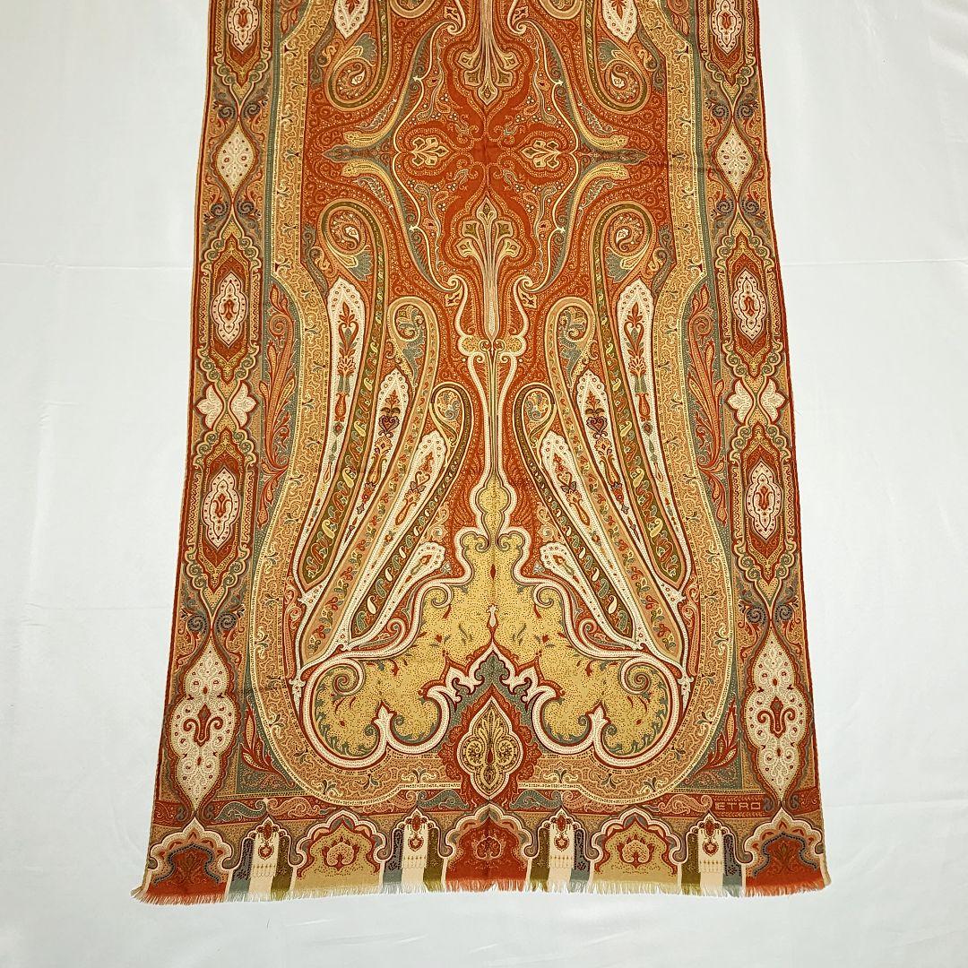 美品★ETRO★ エトロ ストール ペイズリー柄 ウール混 ブラウン ベージュ.
