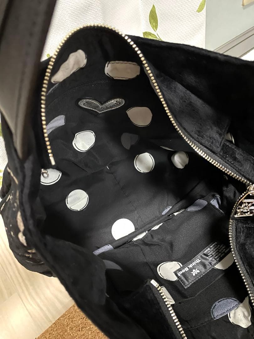 美品 シンクビー リボンズ トートバッグ バッグ ファスナータイプ 黒 ブラック