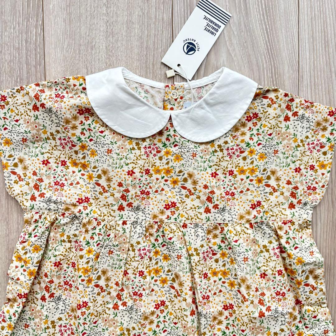 【新品未使用】プチバトー　ポプリン半袖ワンピース　36m 95cm