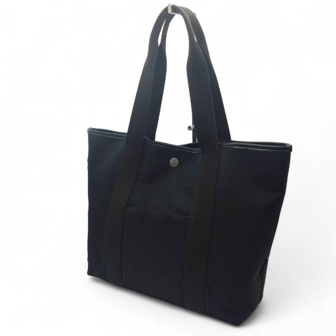 大容量　ブラックレーベルクレストブリッジ　チェック　 ナイロン トートバッグ　黒