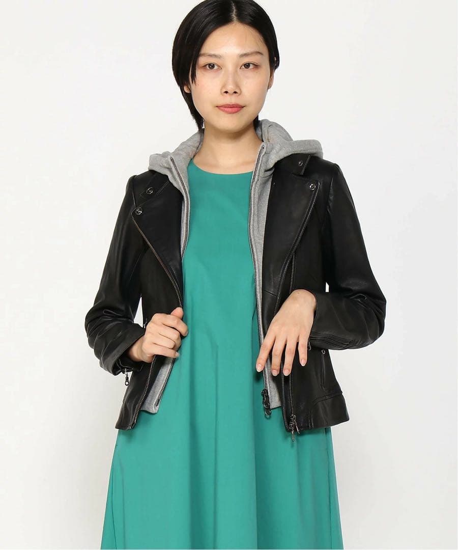 ハーニーズ ニューヨーク　レザー アシメトリージャケット