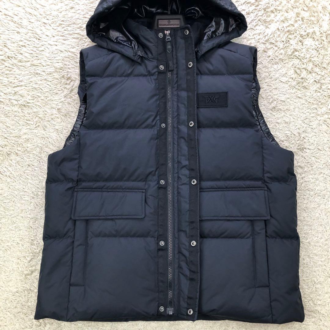 美品⭐PXG グースダウンベスト ゴルフウェア Lサイズ フード着脱可 ブラック