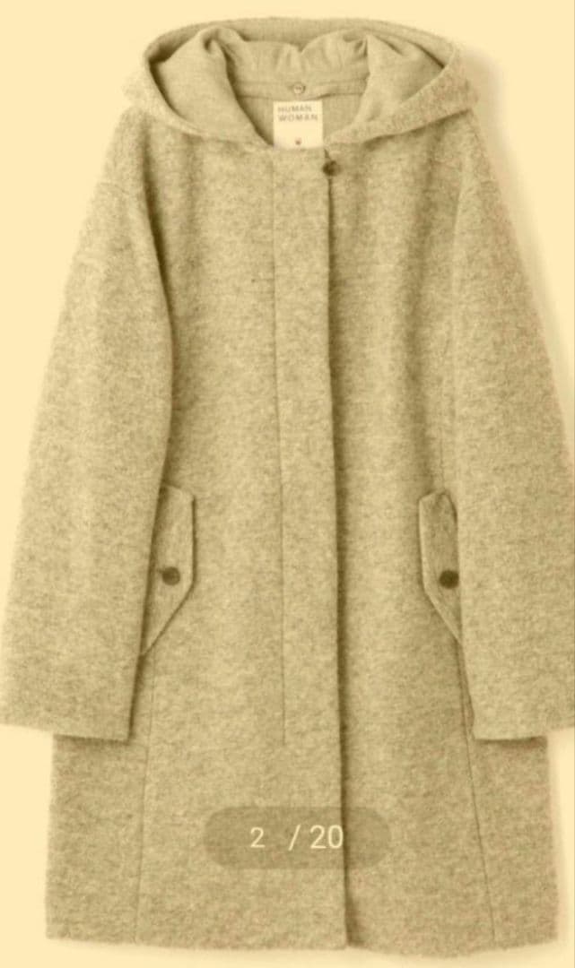 HUMAN WOMAN フード付きチェスターコート グレー