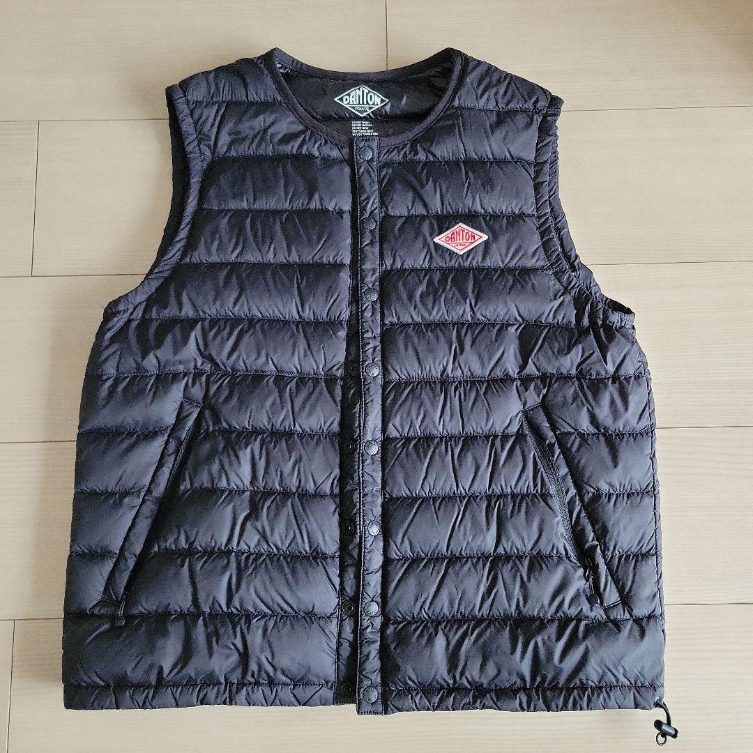美品　DANTON ブラック ダウンベスト　34