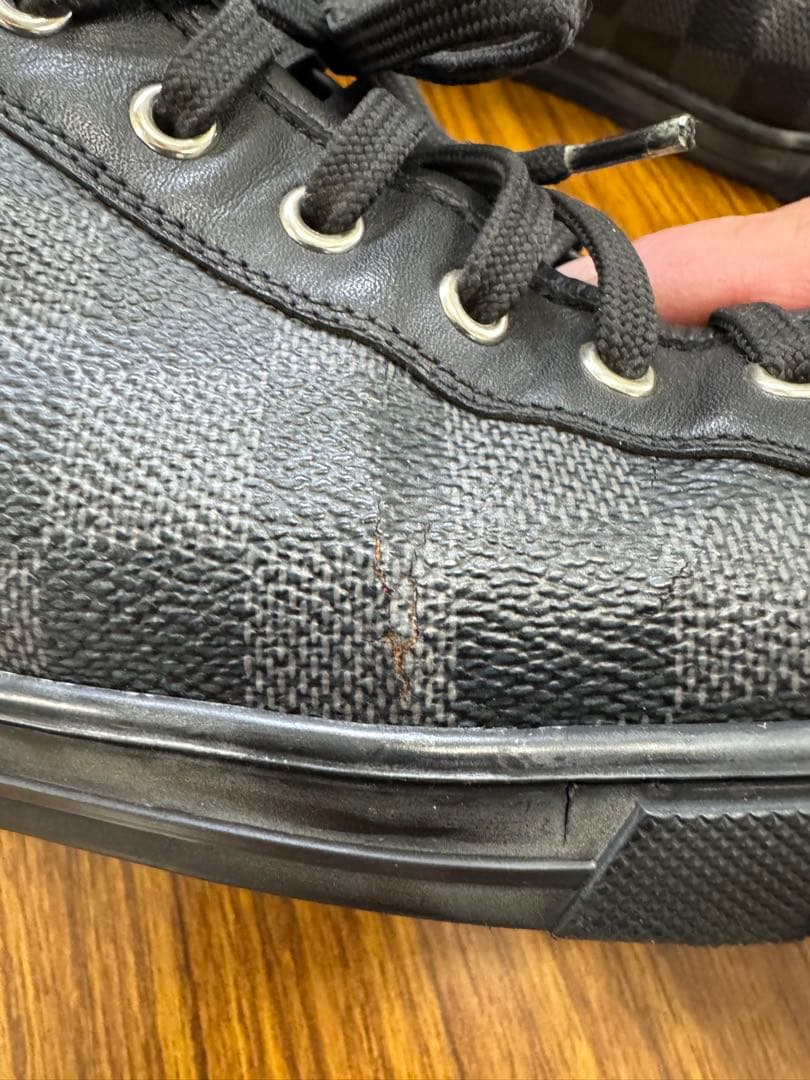 値下げ　ルイヴィトン ダミエグラフィット ハイカットスニーカー ブラック7.5