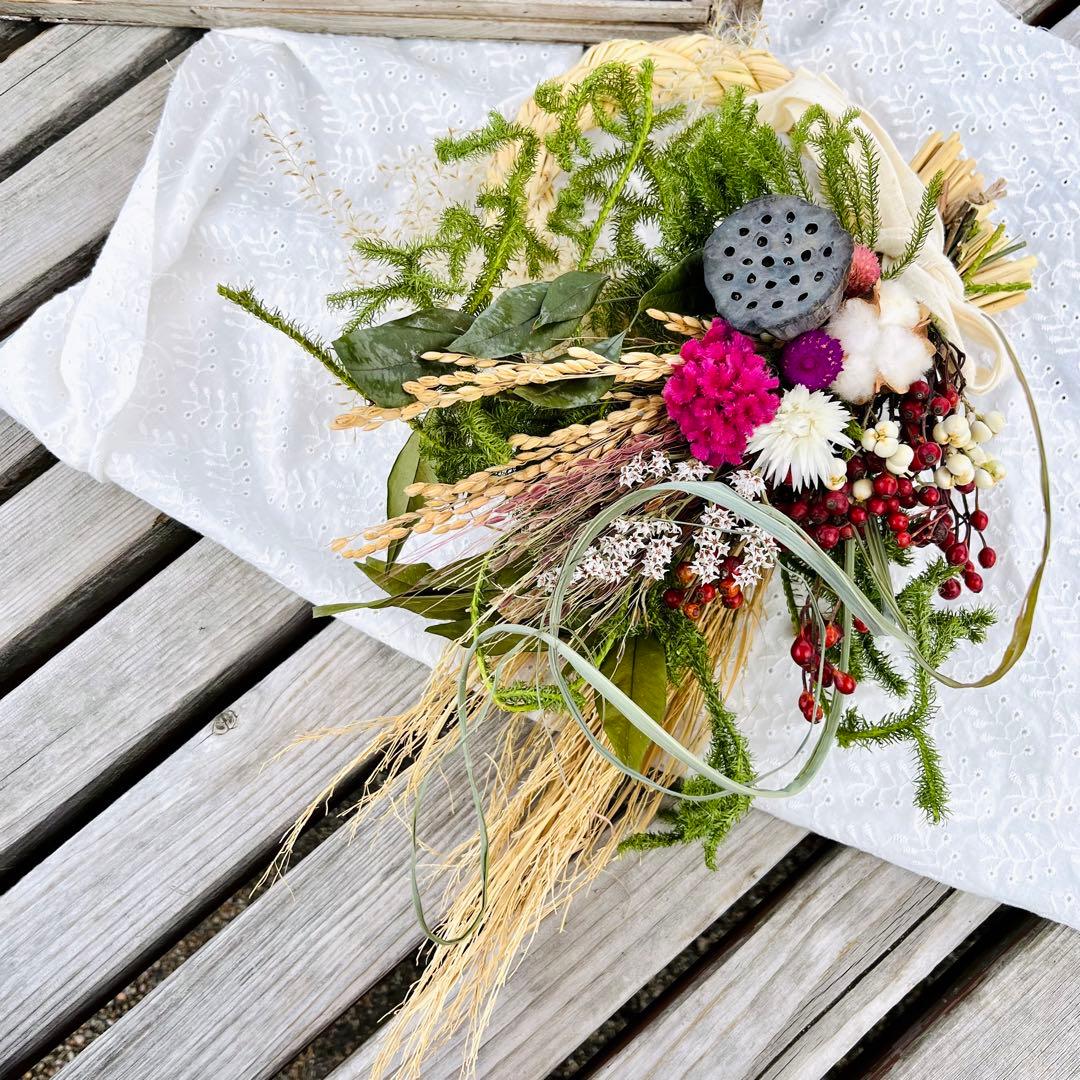 向き4種類　スワッグになるしめ縄　しめ縄スワッグ　しめ縄リース