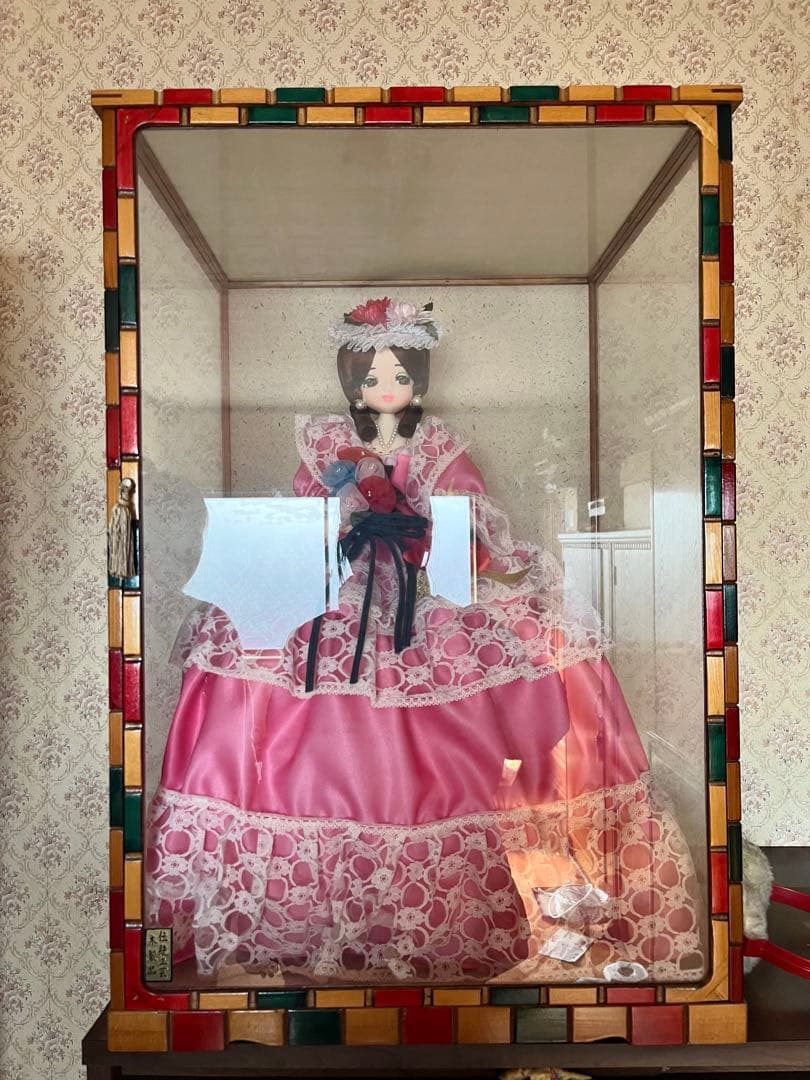 美品　昭和レトロ フランス人形 ポーズ人形 ガラスケース付き 伝統工芸枠