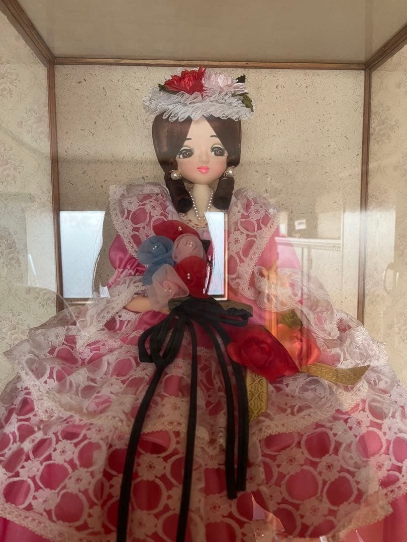 美品　昭和レトロ フランス人形 ポーズ人形 ガラスケース付き 伝統工芸枠