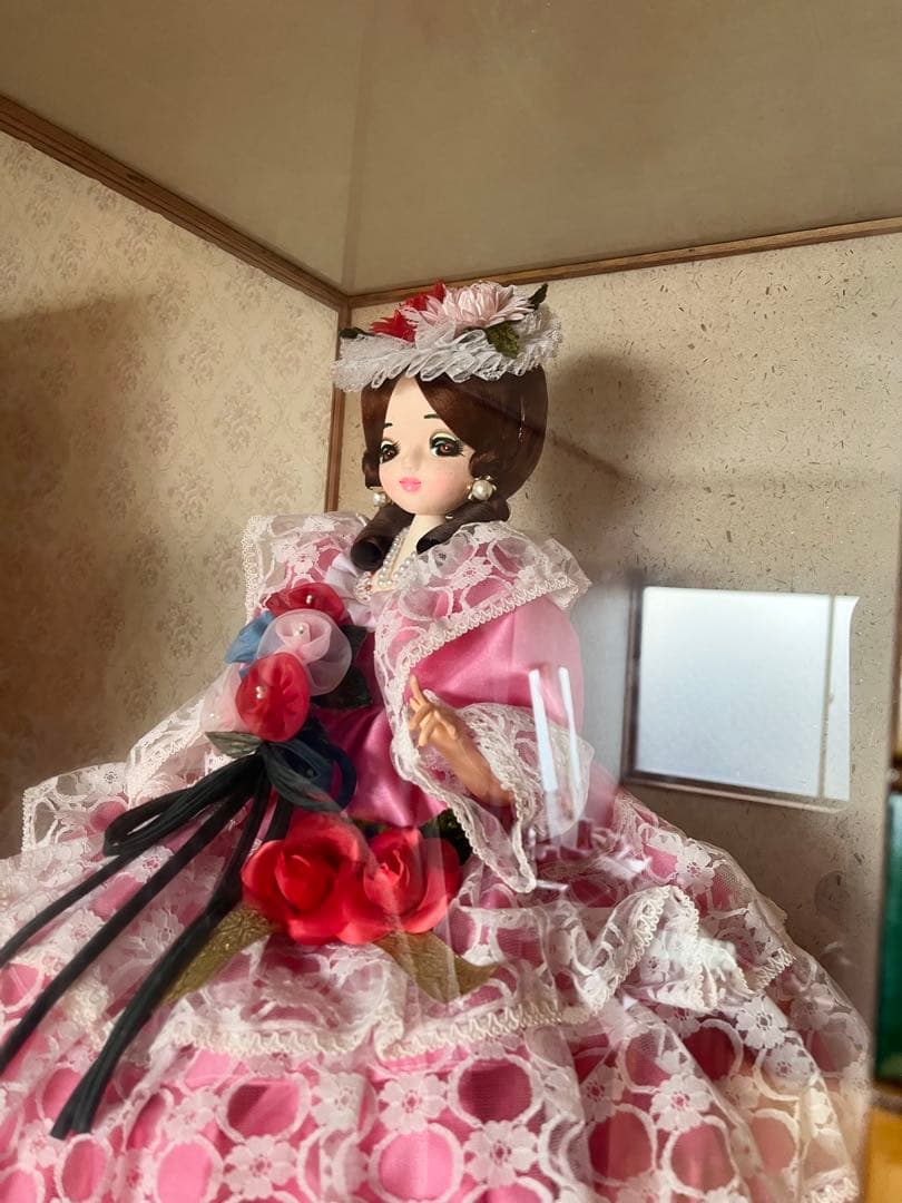 美品　昭和レトロ フランス人形 ポーズ人形 ガラスケース付き 伝統工芸枠