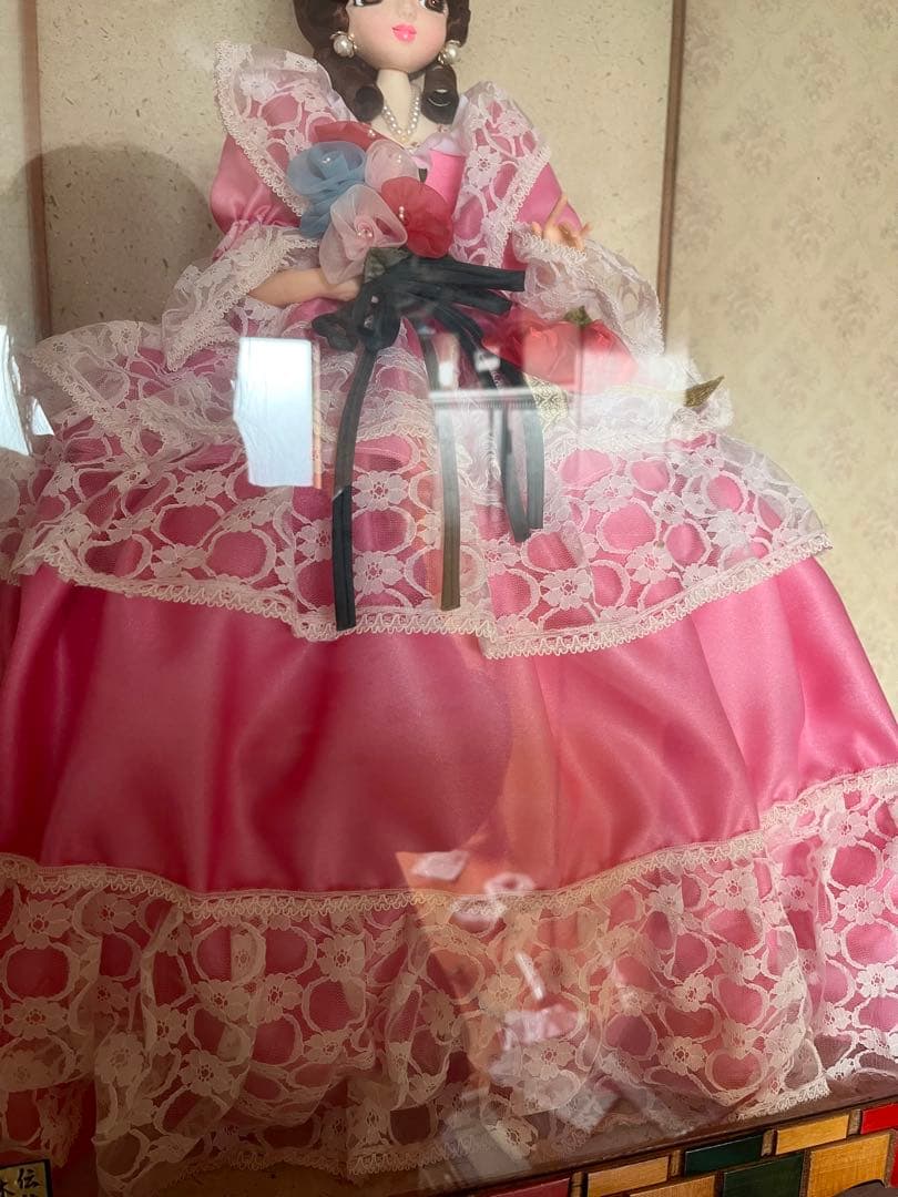 美品　昭和レトロ フランス人形 ポーズ人形 ガラスケース付き 伝統工芸枠