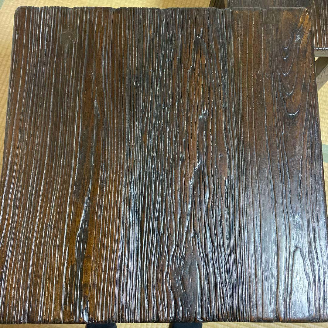 アンティーク　家具　浮造り　テーブル　イス（二脚）和風レトロ