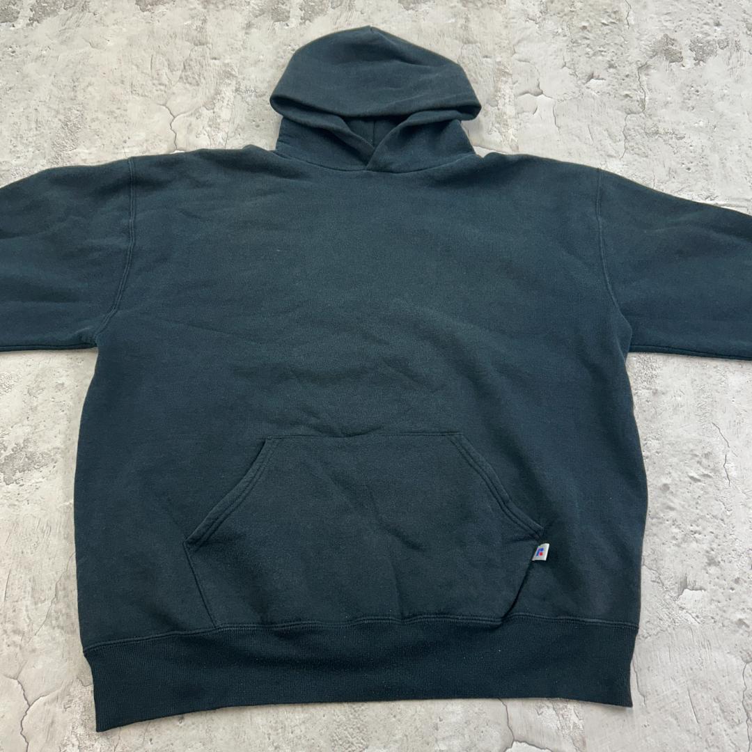 玉*隊様 USA製　ラッセルアスレチック　前V 　ブランク　パーカー　古着　ブラ