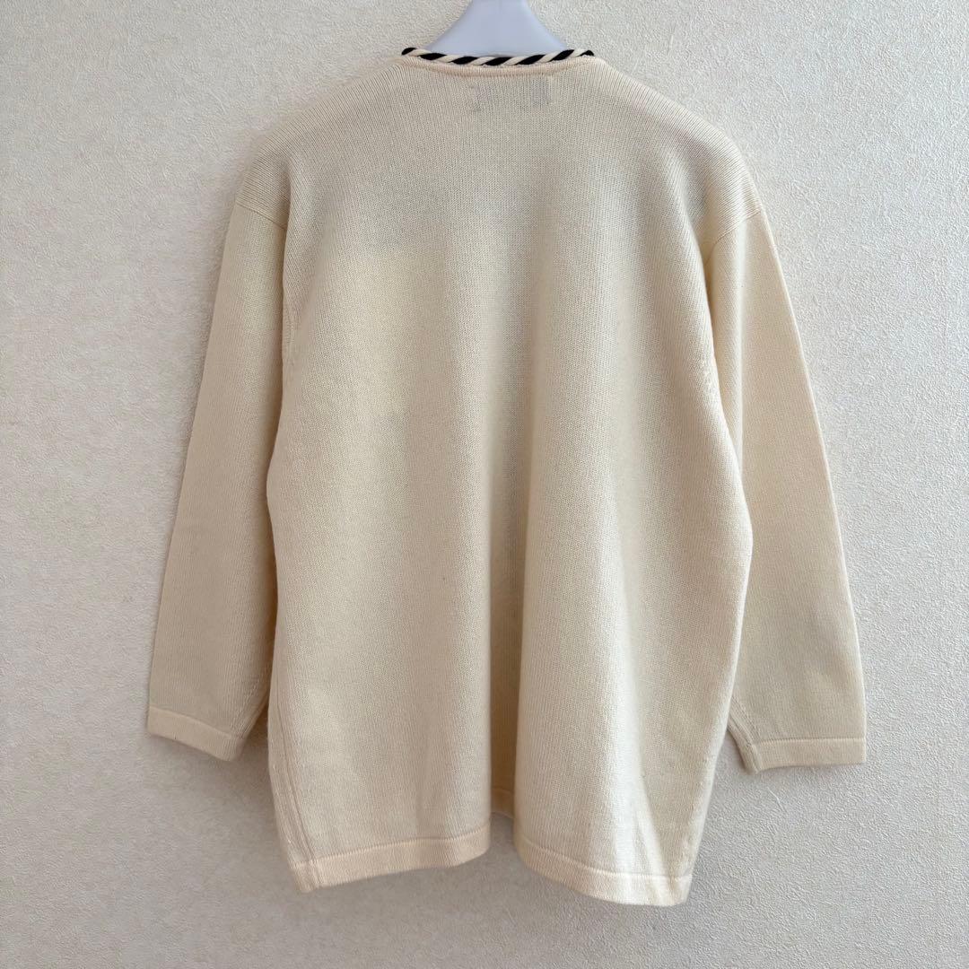 試着のみ　バランタイン　カシミヤ　ノーカラー　ニット　ジャケット　レディース