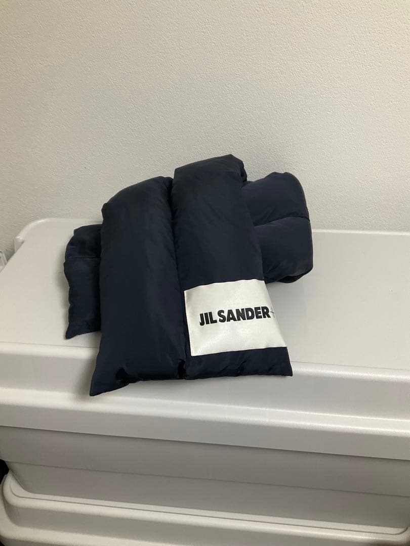 【美品タグ無し】ジルサンダー JIL SANDER ダウンマフラー ネイビー