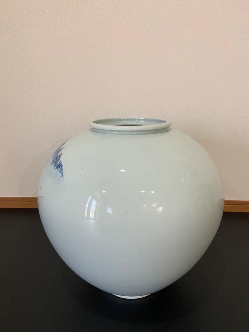 白磁　投入れ花器　1尺3寸　山水図大壺　太盛陶窯