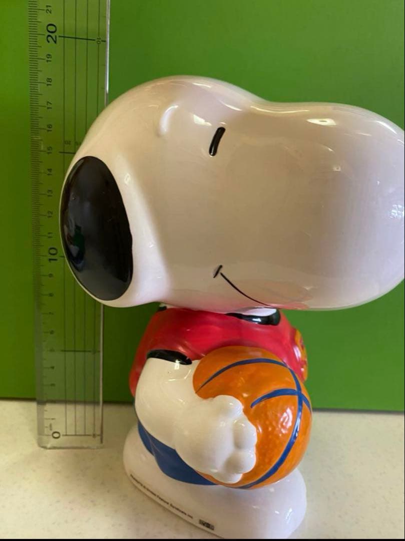 スヌーピー貯金箱陶器　大サイズ　置物　インテリア　野球フィギュア2点セット