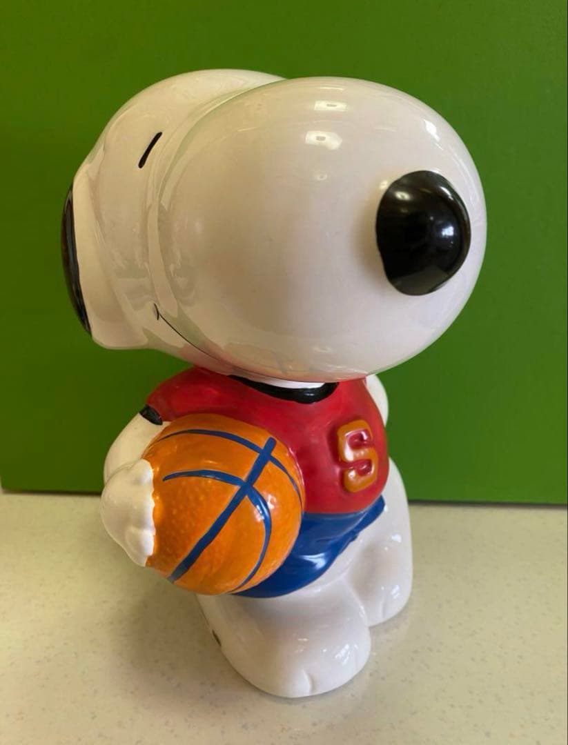 スヌーピー貯金箱陶器　大サイズ　置物　インテリア　野球フィギュア2点セット