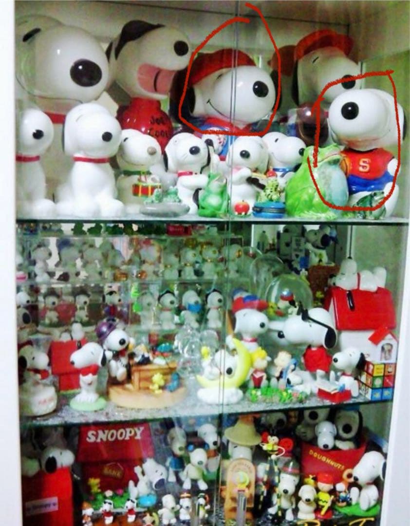 スヌーピー貯金箱陶器　大サイズ　置物　インテリア　野球フィギュア2点セット