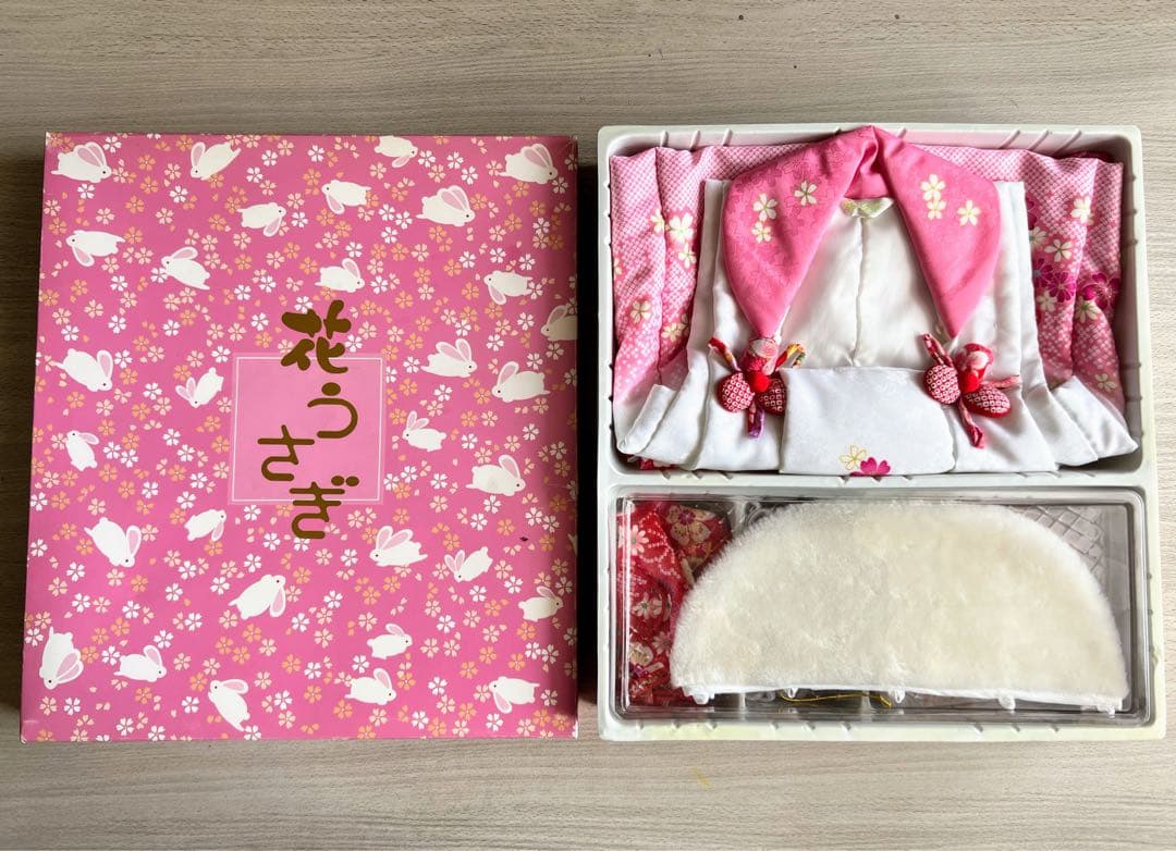 七五三 子供用着物フルセット 3歳 女の子 ふわふわファー襟付き 花柄 花うさぎ