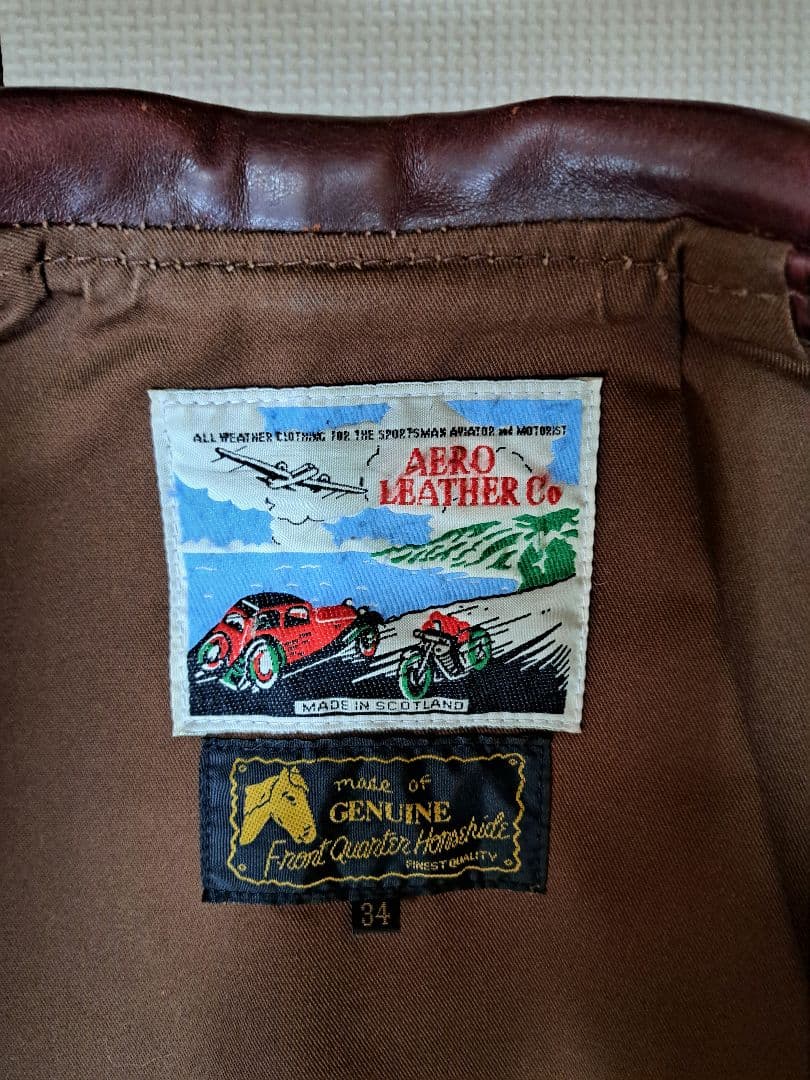 エアロレザーハーフベルトsize３４ホースハイドコードバングッドコンディション