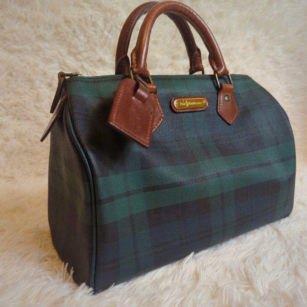 美品　ポロラルフローレン　ミニボストンバッグ　チェック　PVC 7