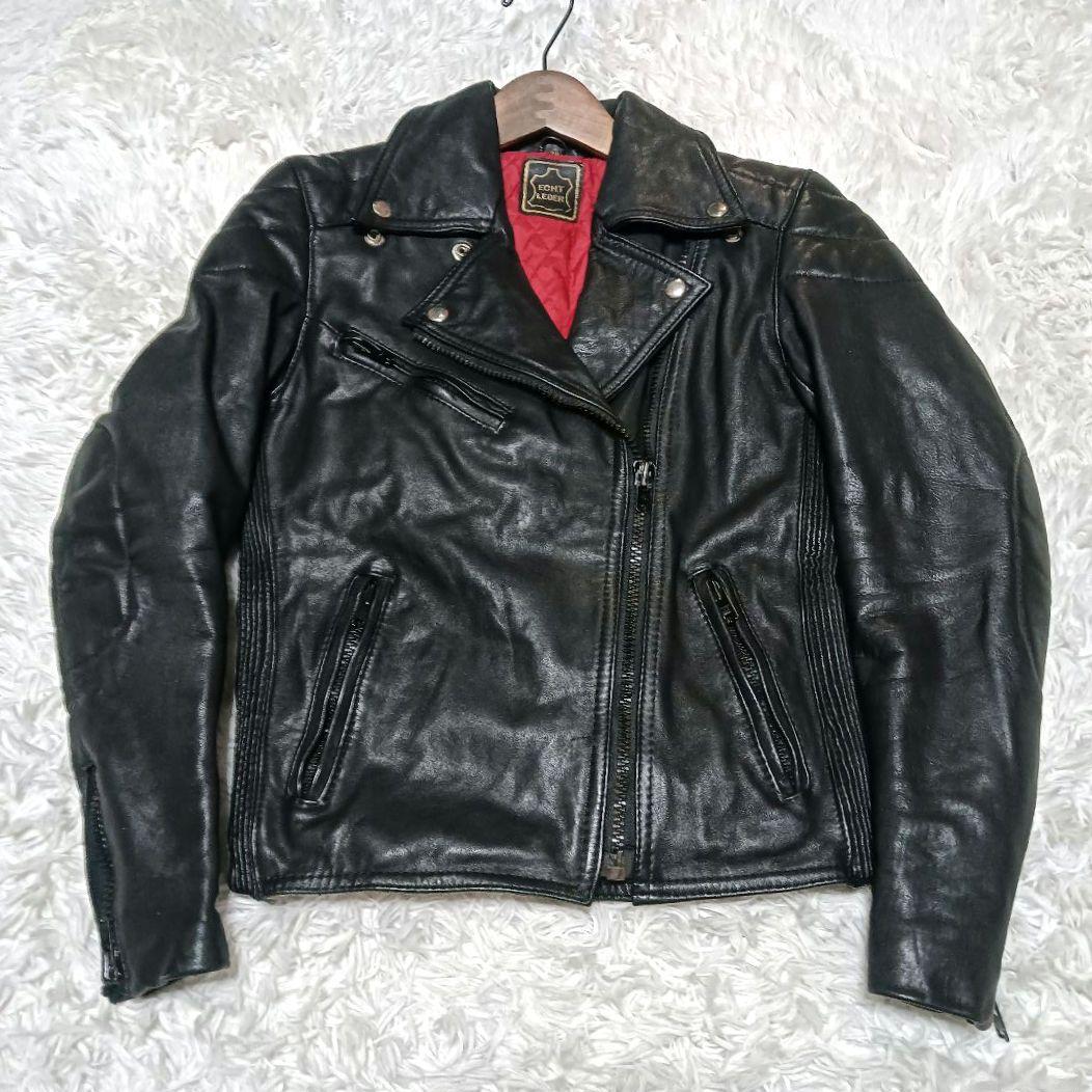 ECHTES LEDER　リアルレザー　ダブルライダースジャケット　裏地レッド