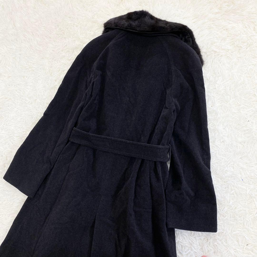 【極美品】デルバ ベルテッドコート マキシ リアルファー アンゴラ カシミア