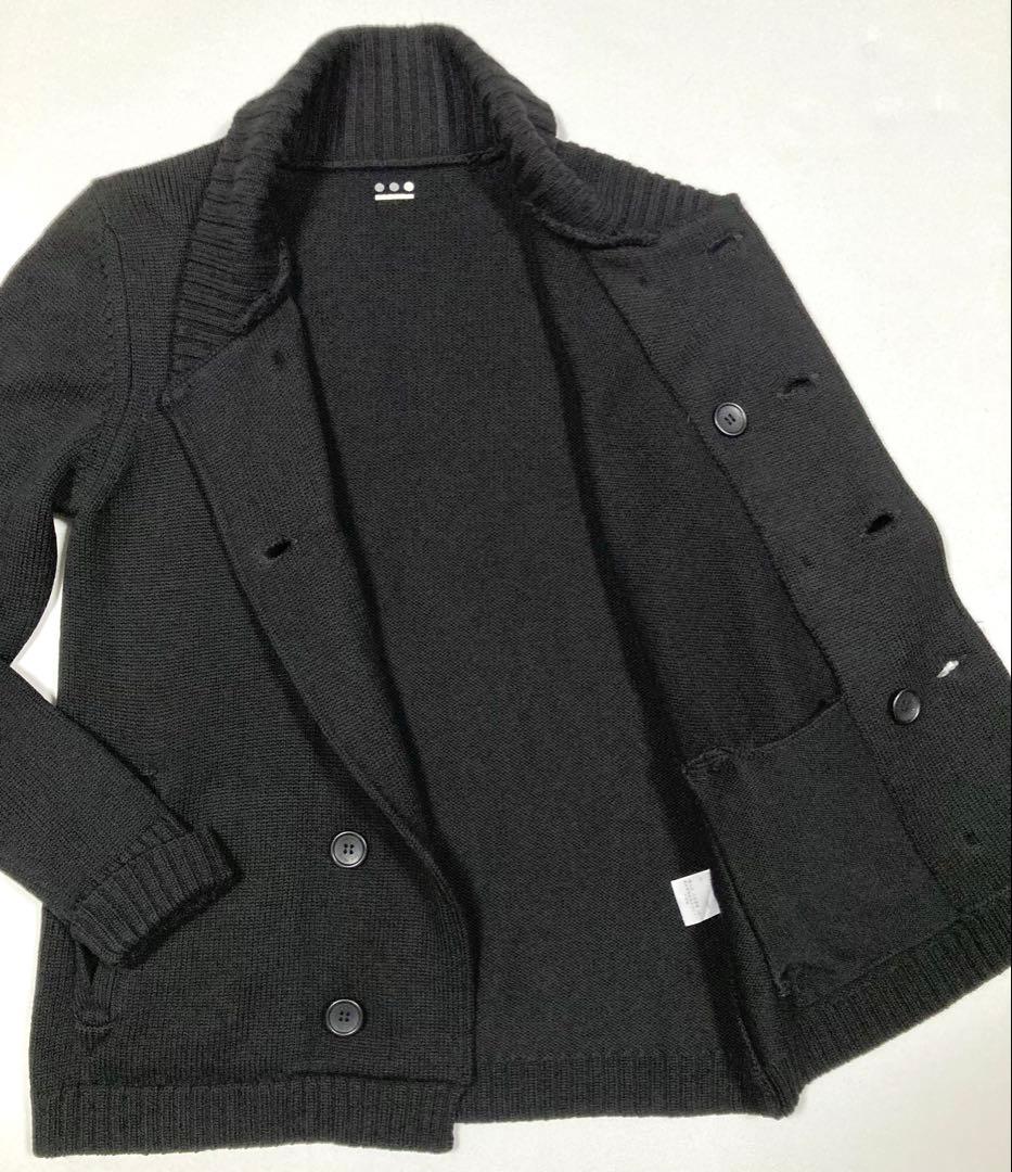 美品「three dots」ミドルゲージ ダブル ニットジャケット　L