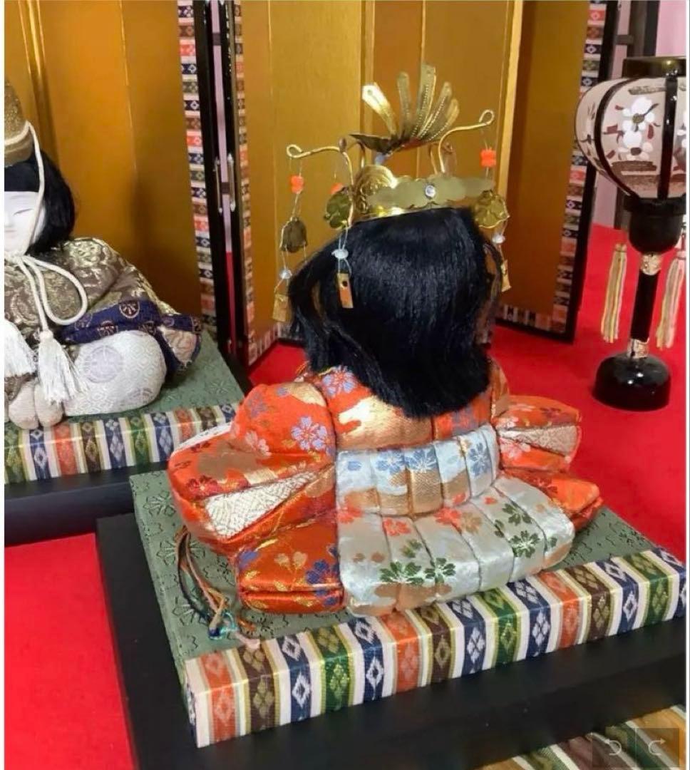 【木目込み人形】 雛飾りセット ①親王飾り② 木製親王台③小型屏風④小型ぼんぼり