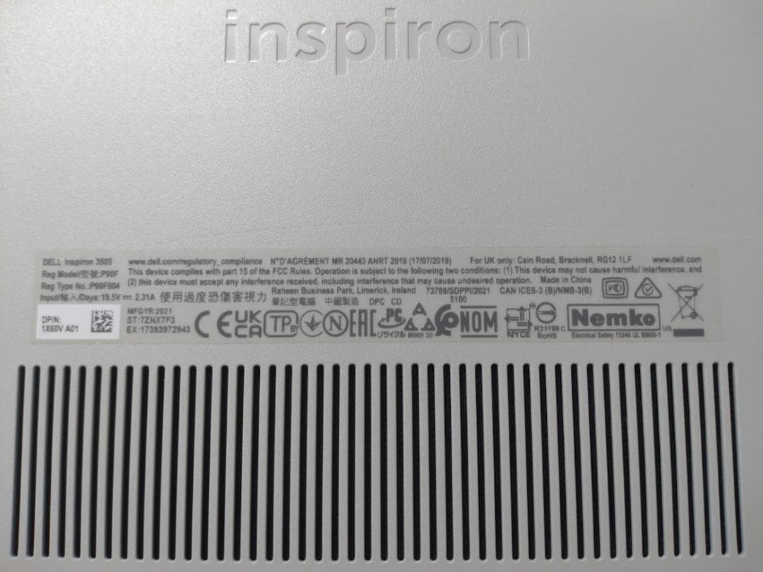 Windowsノート本体 Dell Inspiron 3505 Ryzen3 3250U