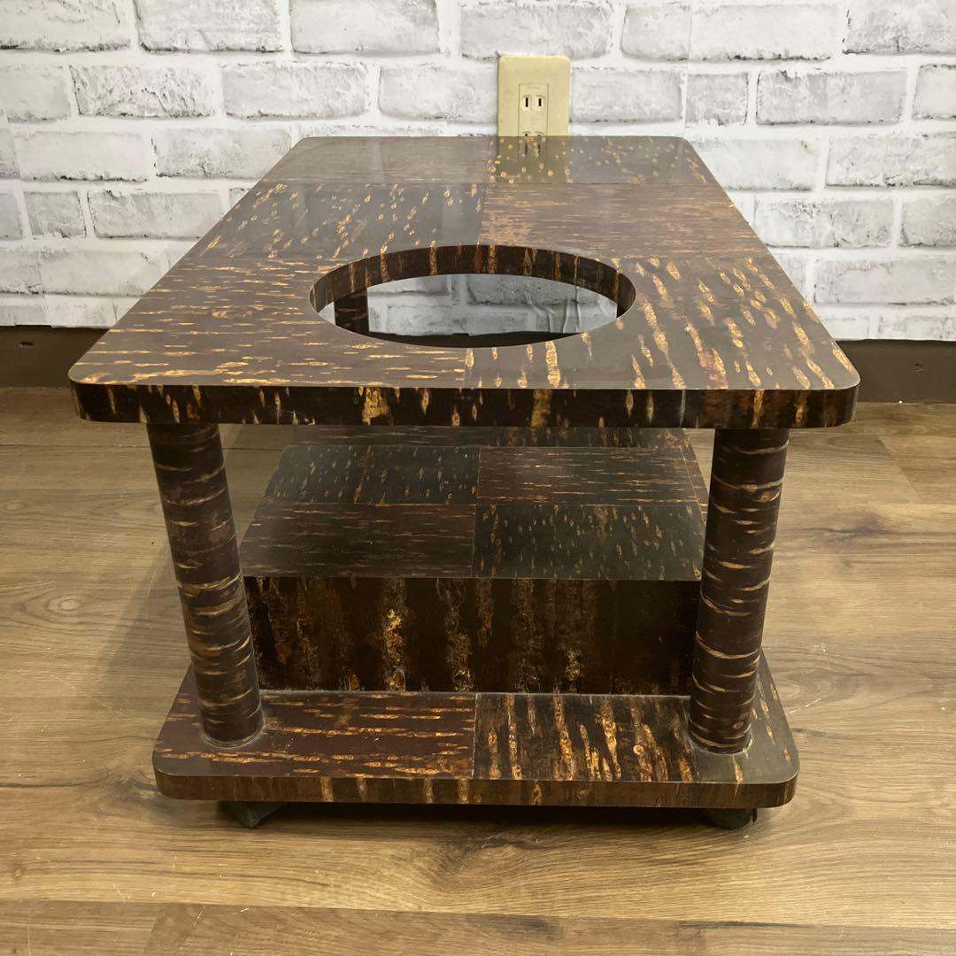 B-4 昭和レトロ 伝統工芸 樺細工風 ポットワゴン キャスター付 和家具