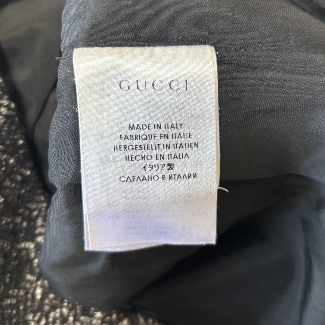 GUCCI✨ツイードヘリンボーン柄　巻きスカート　羊革ベルト　シルバー刻印金具
