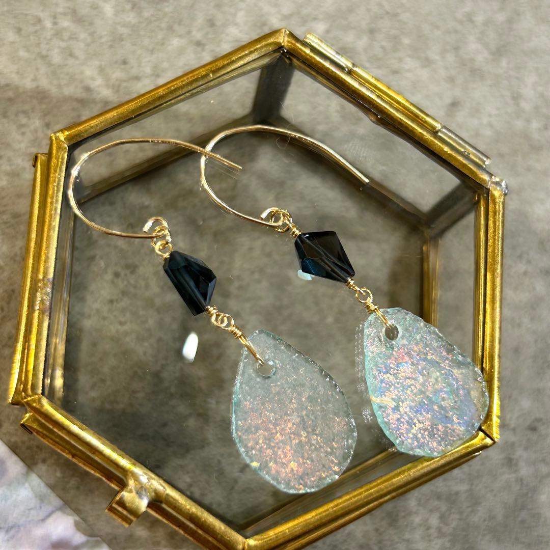 専用✳︎カービングスモーキークォーツ他　14kgf　天然石ピアス/イヤリング