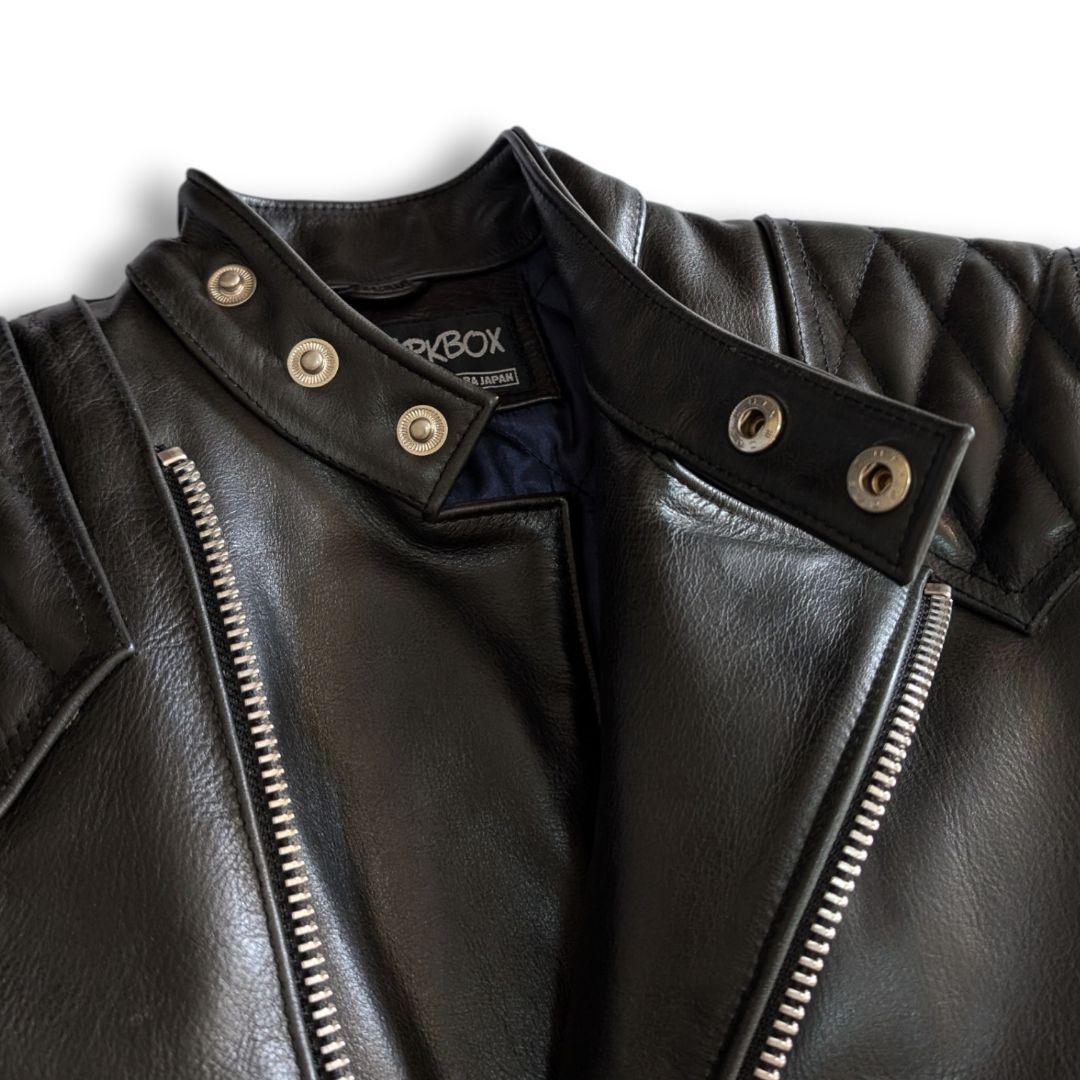 バークボックス 裏キルティング レザー ライダースジャケット 38 ブラック