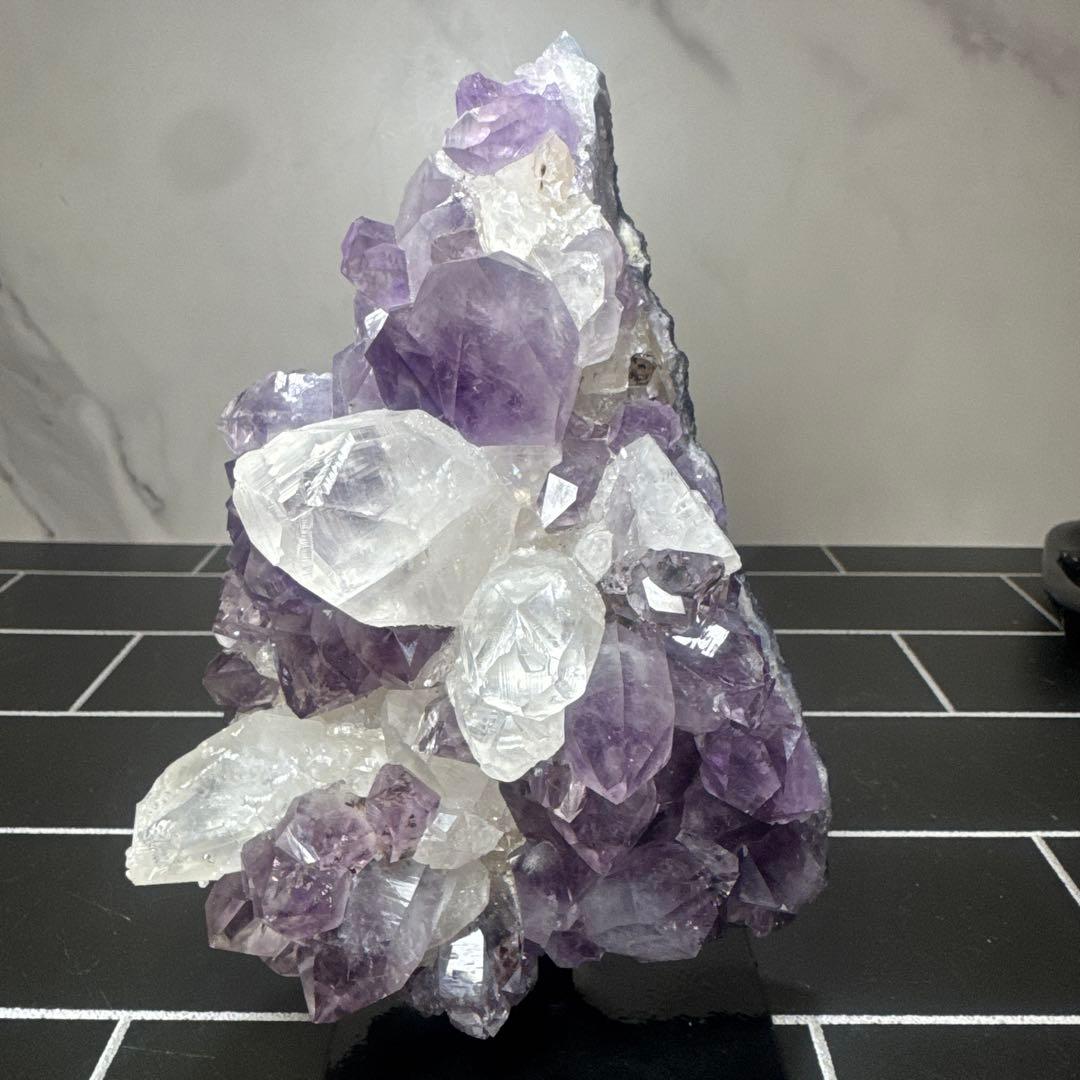 【コレクション】希少 ブラジル産 共生アメジスト 水晶 原石 台座付