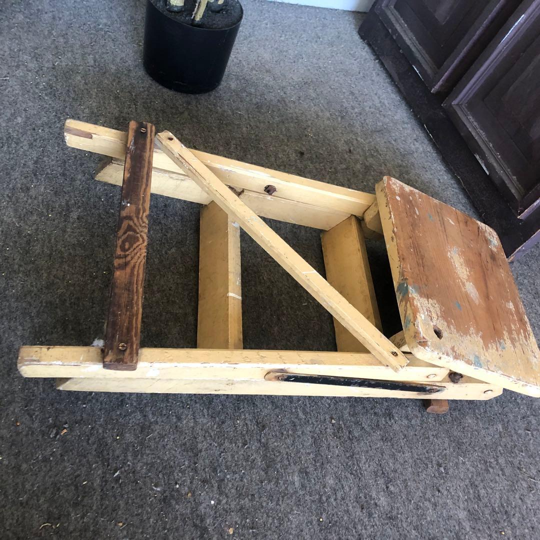 フランス製　シャビーシック　アンティーク調　ラガー　踏み台　飾り棚　ヴィンテージ