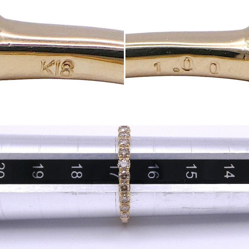 リング K18 ダイヤモンド1.00ct 17号 ハーフダイヤ以上