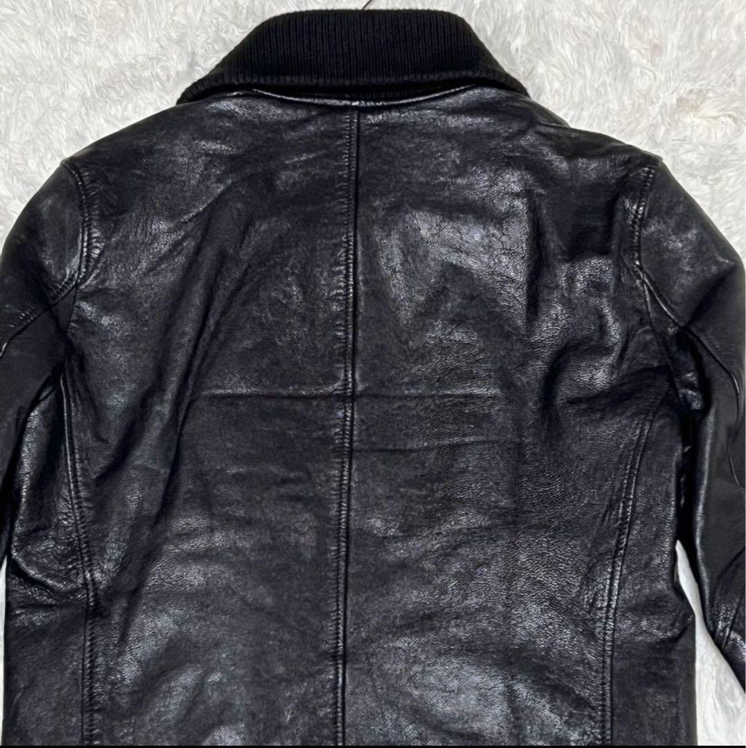 【美品】 ドンキーカラー WASHED レザージャケット ナノユニバース