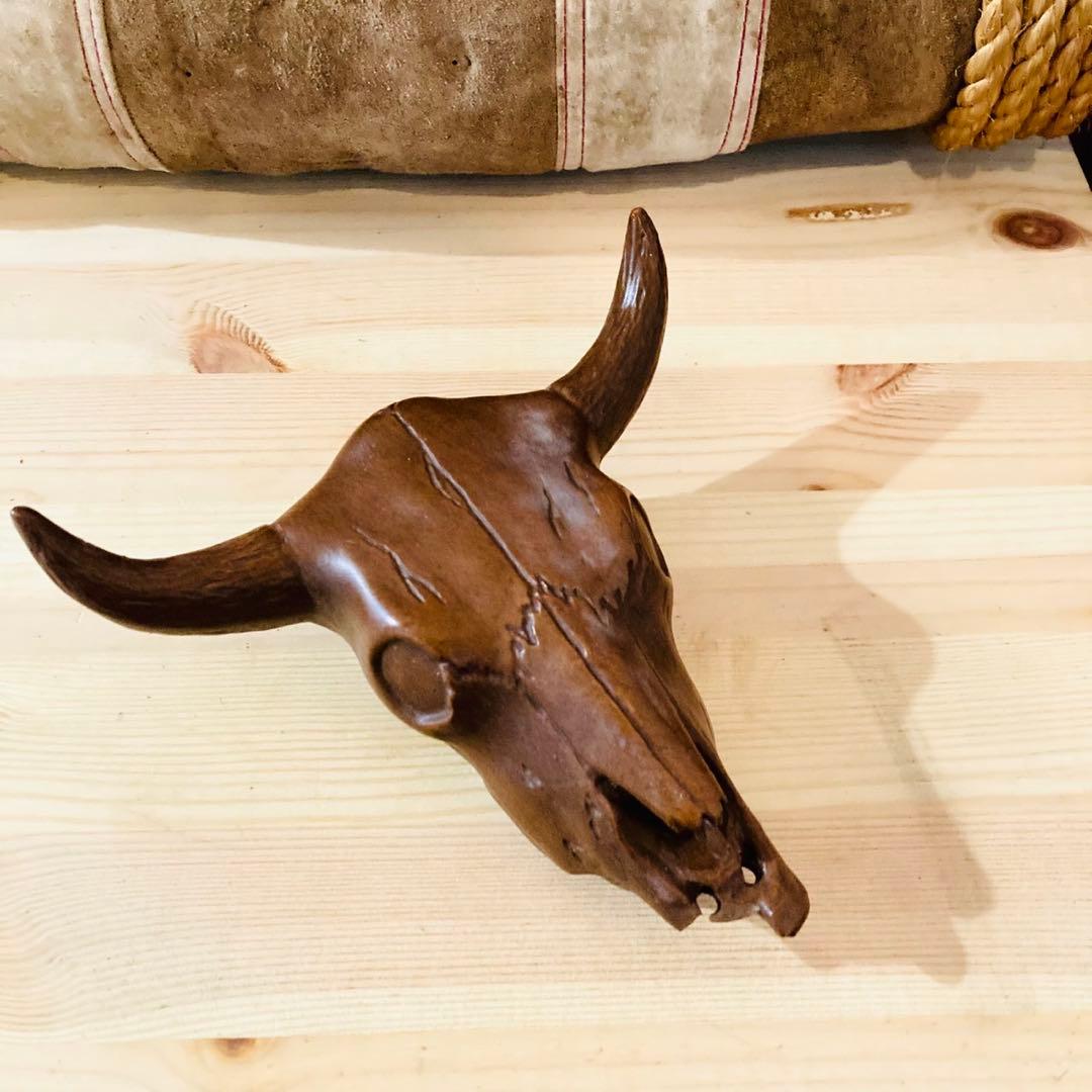 牛　ツノ　ウエスタン　RED MILL MFG　彫刻　おまけ付