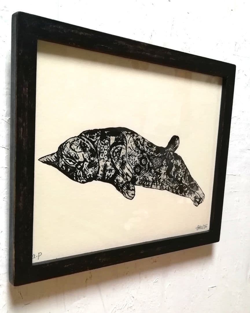 額付き銅版画作品　title「寂しがりやのレノン」