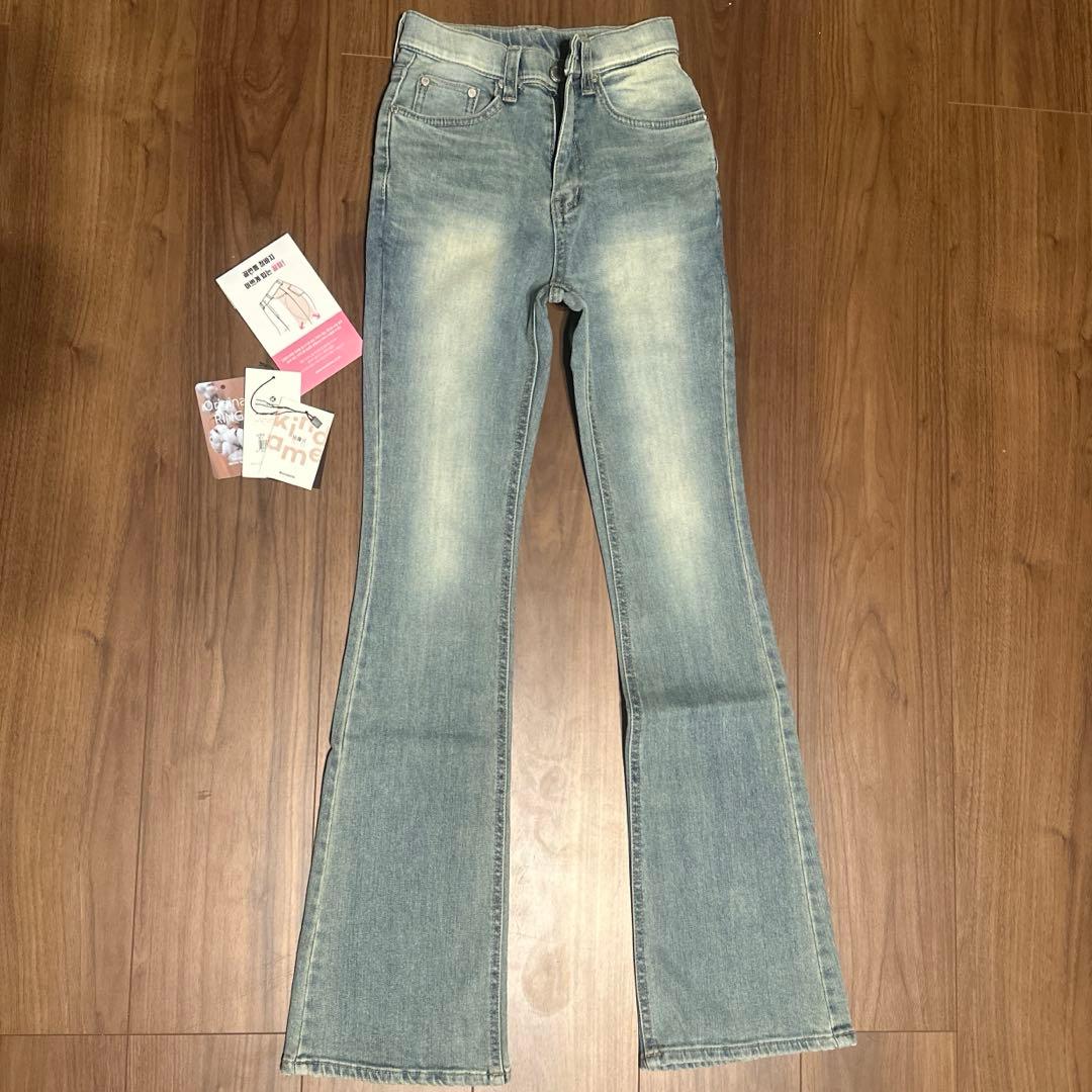 韓国 カインダミ Kindame フレアパンツ デニム xs s おしりパッと