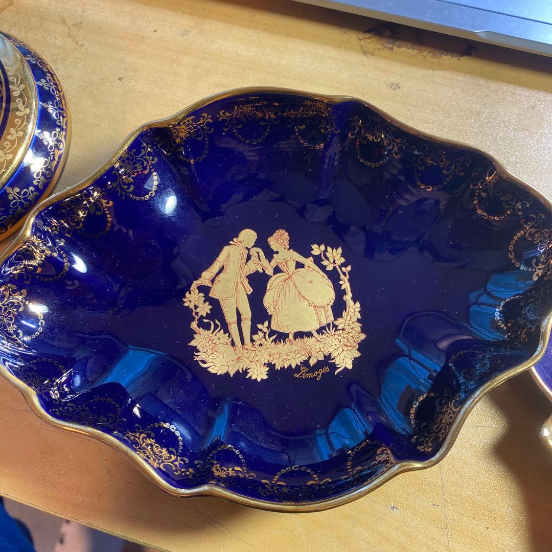 ヴィンテージ:フランス「リモージュ」美品　小皿、小物入れ、灰皿の3点