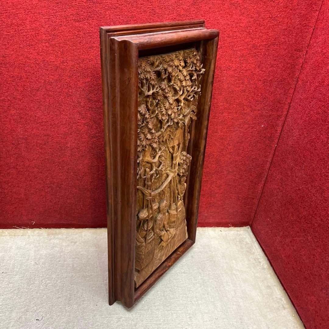 時代　木彫　浮き彫りの額B 約95.5×49.2㎝　東さ8-0131②