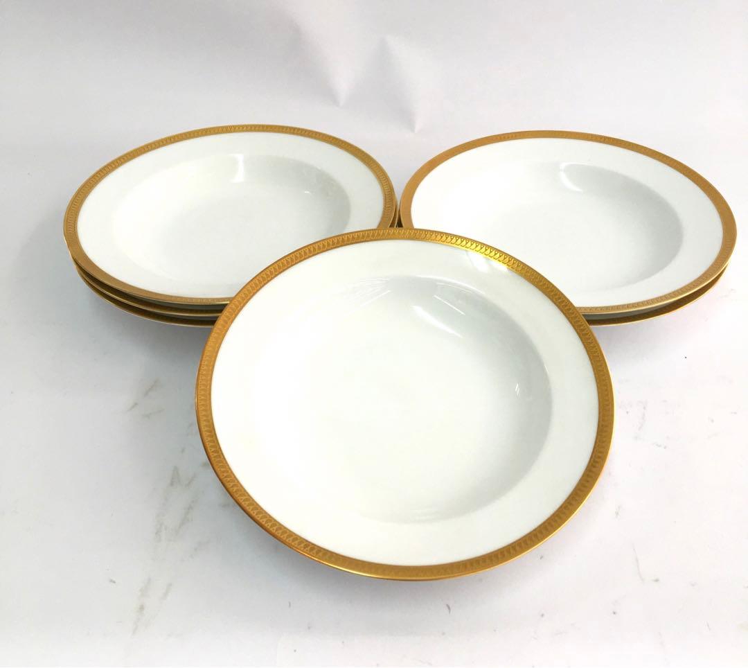 大倉陶園 片葉 スープ パスタ プレート 皿 22.5㎝ 6枚セット