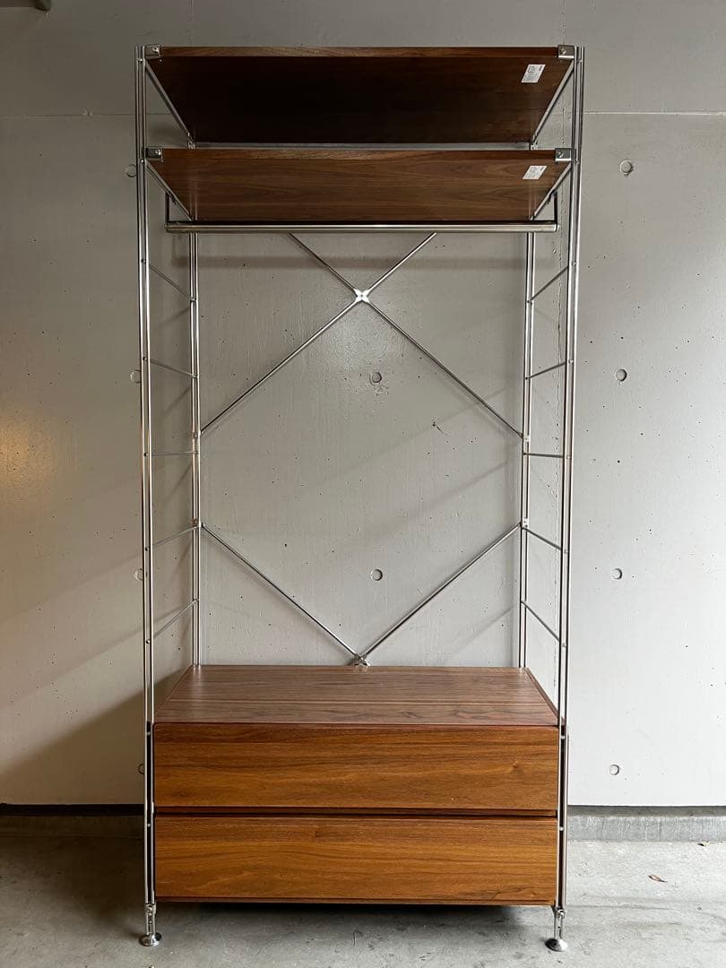 美品★無印 ステンレスユニットシェルフ・ウォールナット材・ワードローブセット