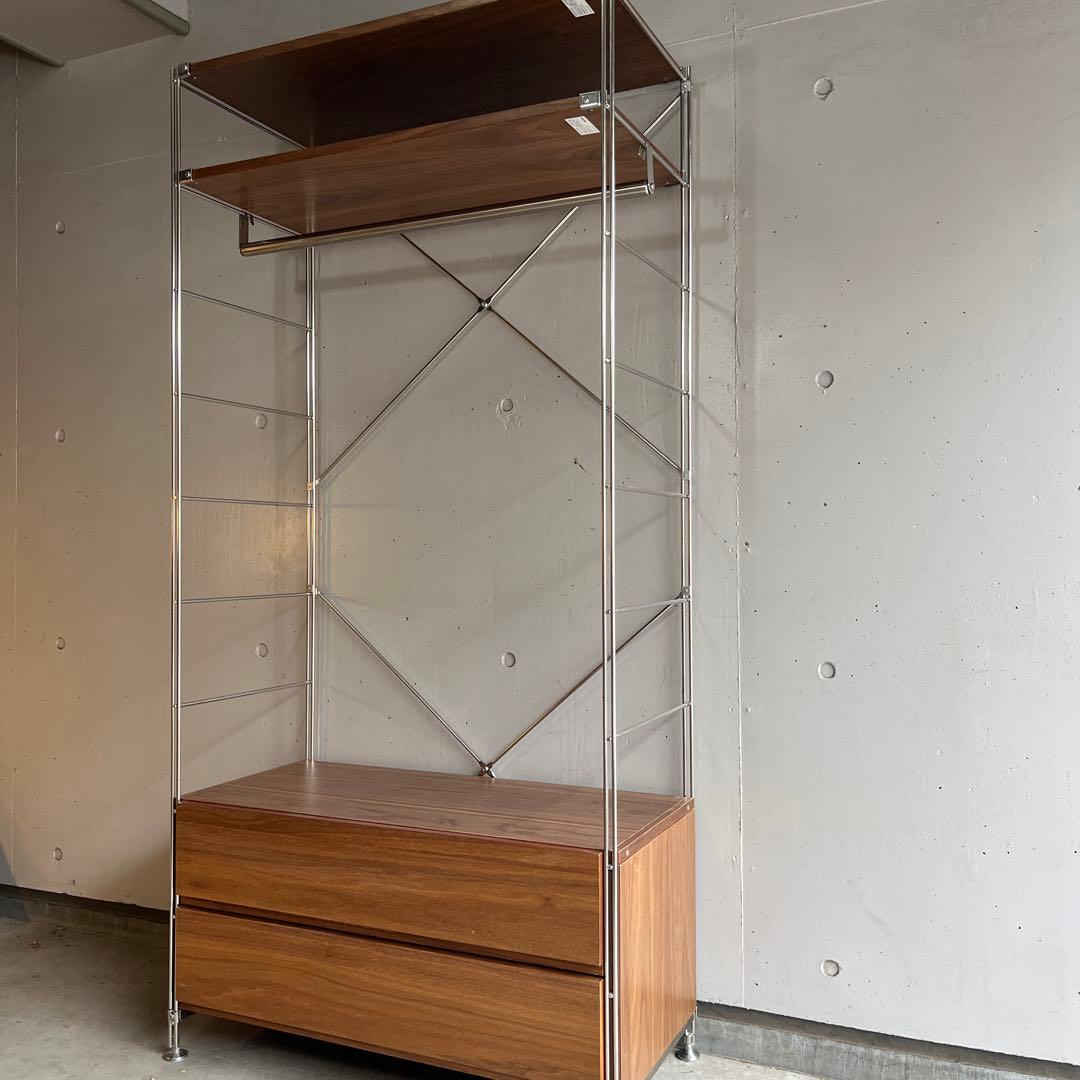 美品★無印 ステンレスユニットシェルフ・ウォールナット材・ワードローブセット