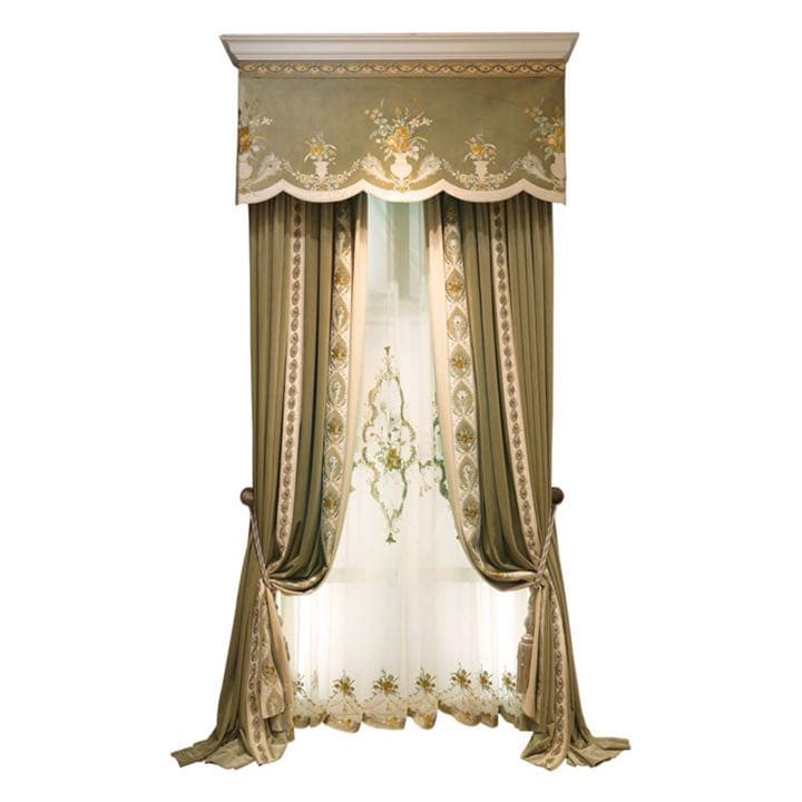 高級　素敵　刺繍　別荘用　カーテン　遮光カーテン　レーズカーテン