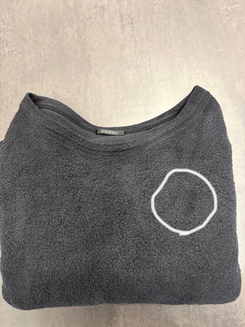 COMOLI シルクフリース長袖クルー ネイビー 21AW