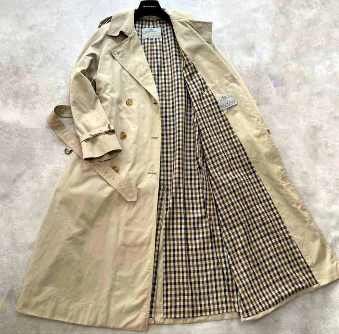 アクアスキュータム トレンチコート チェック ベルト 総柄 ベージュ アクア5