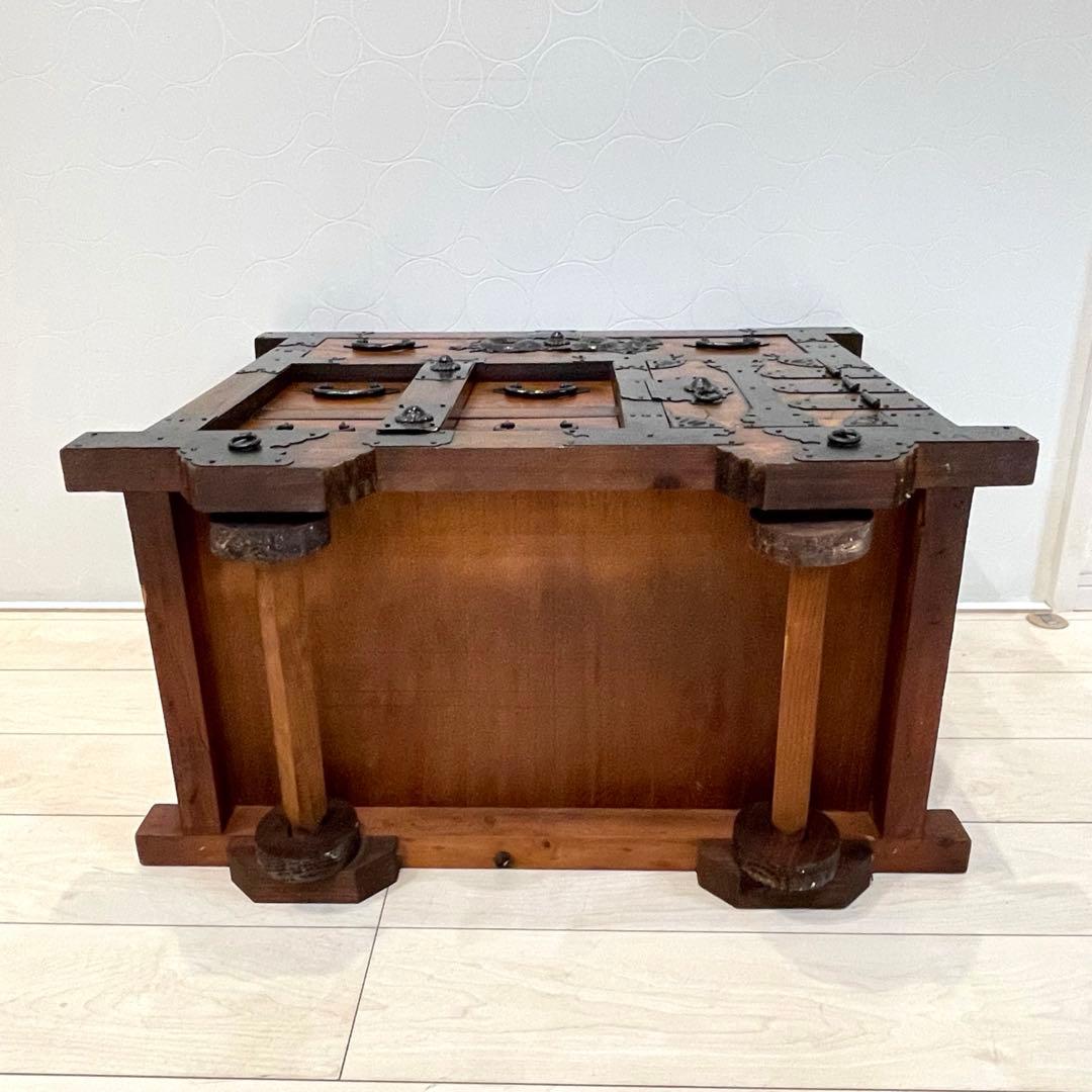 【希少】時代箪笥 車箪笥 和箪笥 龍金具 無垢材 民芸家具 レトロ アンティーク